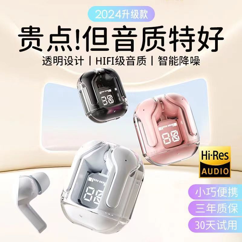 2025新款华强北透明数显一代蓝牙耳机运动ai31高音质无线耳机hk6|undefined