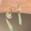 Earrings jade, retro pendant