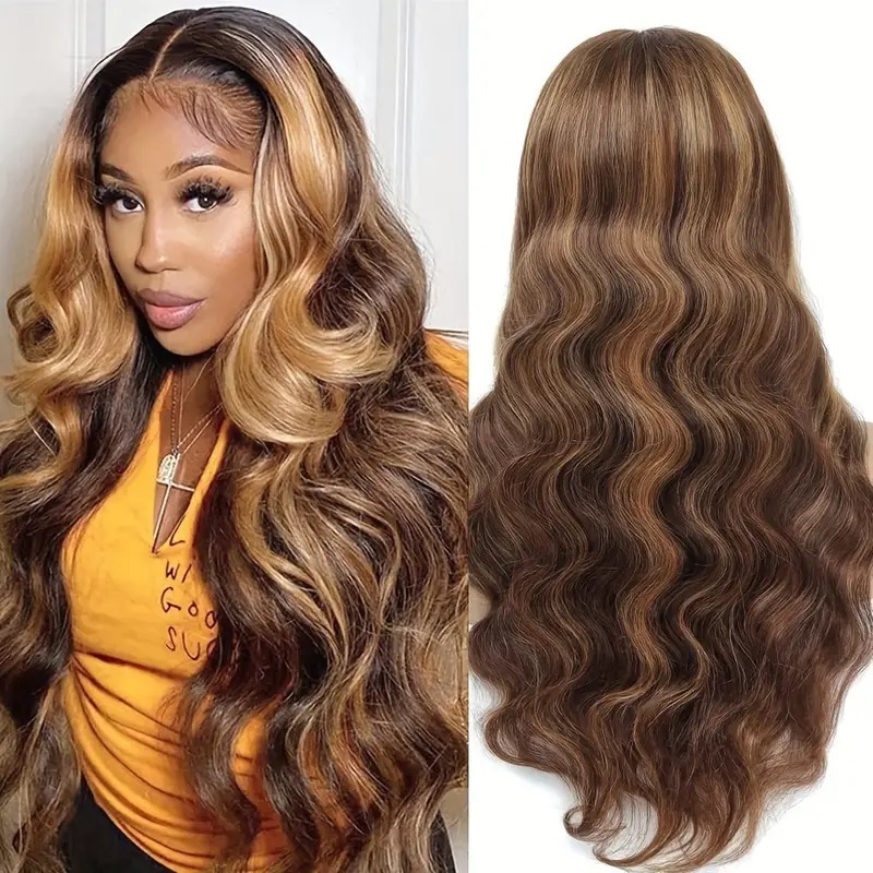 Peruca feminina longa com repartição central, ondas grandes, cabelo cacheado, sintética, tamanho médio, resistente a altas temperaturas, estilo europeu._voghion.com