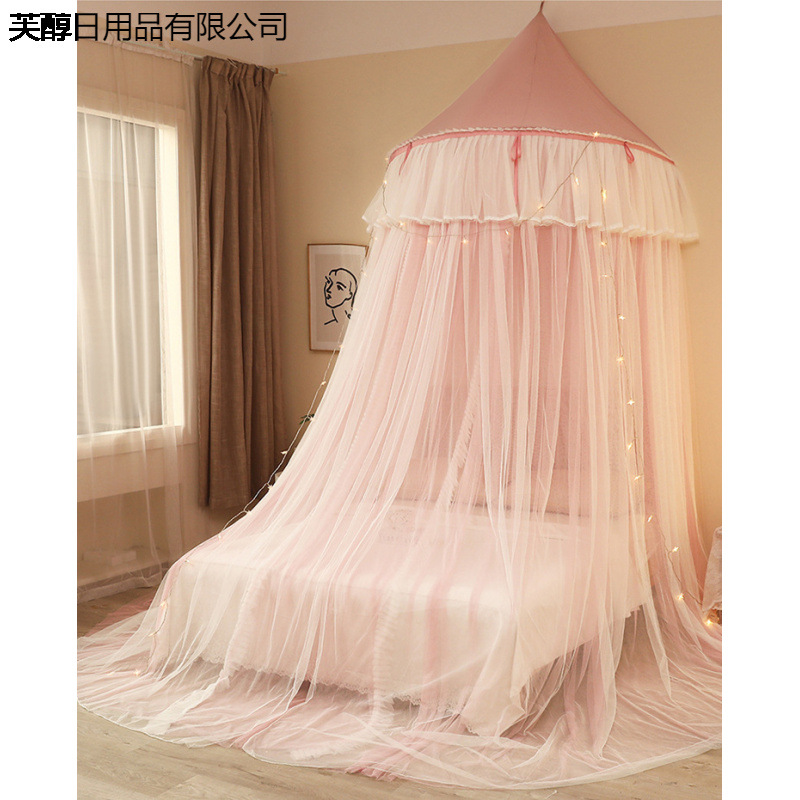 Girls' Bed Canopy Headboard Gauze Curtain Palace Bedroom Children's Semi-Circular Princess Style No-Installation Household Mosquito Net Dome