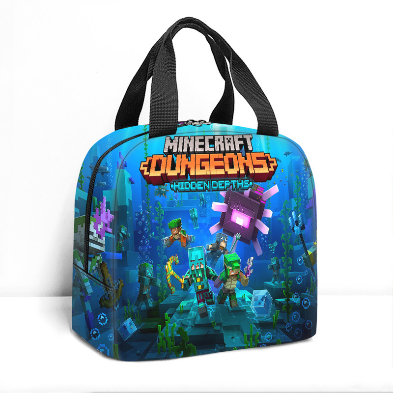 Minecraft ランチバッグ漫画アニメーション小中学生食事バッグ子供用アイスバッグ屋外食事バッグポータブルランチボックスバッグ|undefined
