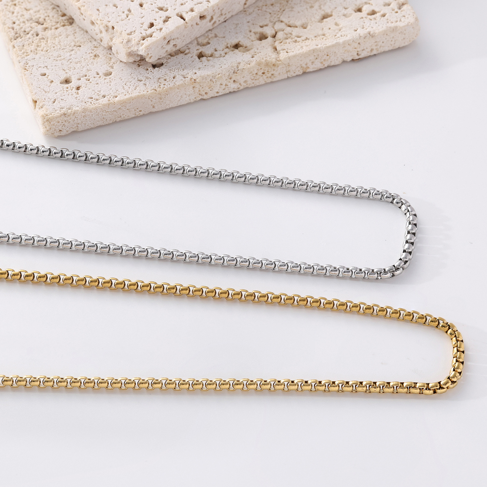 Geometric Pattern 1 Piece 304 Stainless Steel Box Chain Chain Necklace Chain Simple Style Geometric