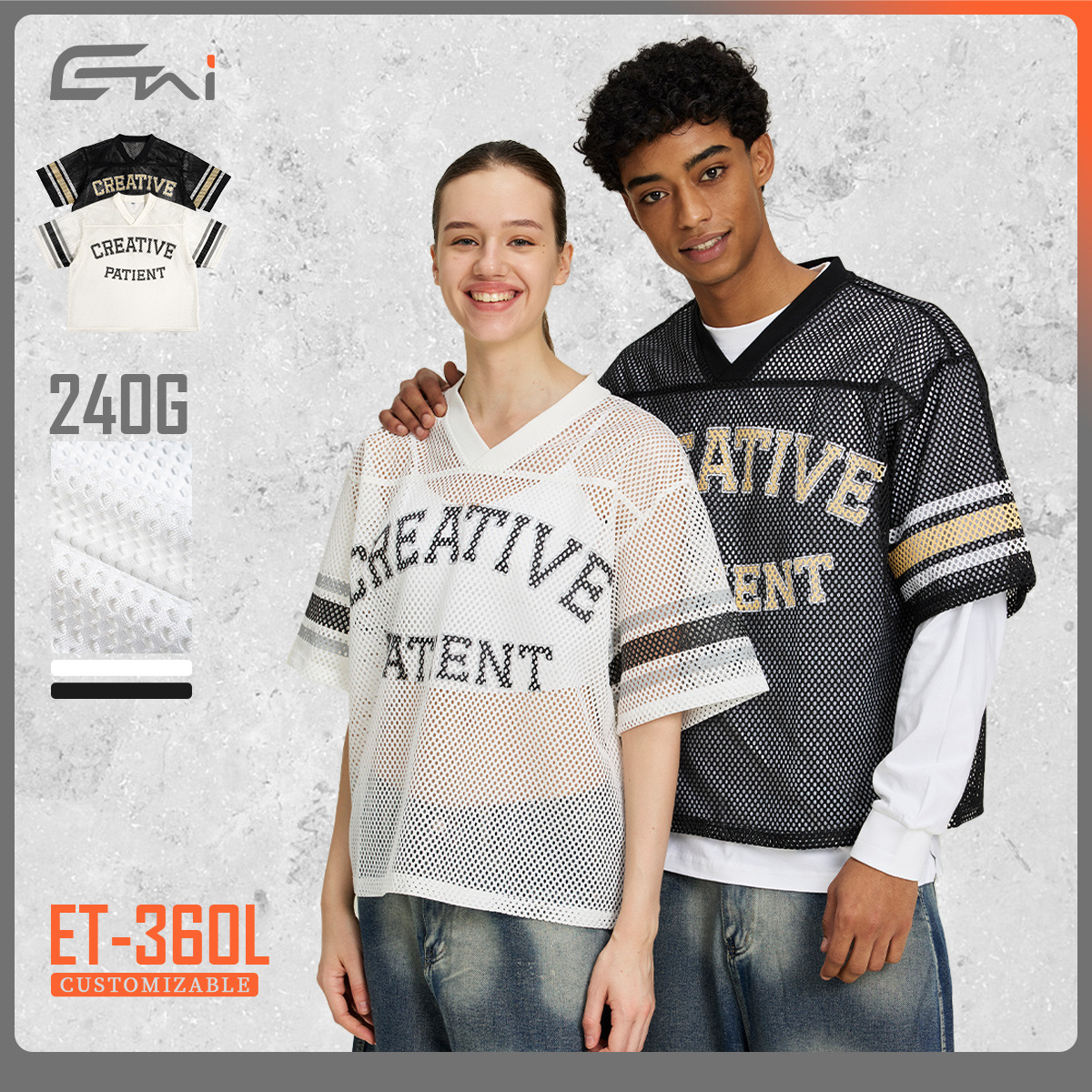 ETAI ropa de hombre alta calle americana hombre de verano mesh deporte casual de manga corta pareja marca de moda suelta camiseta de cuello en V