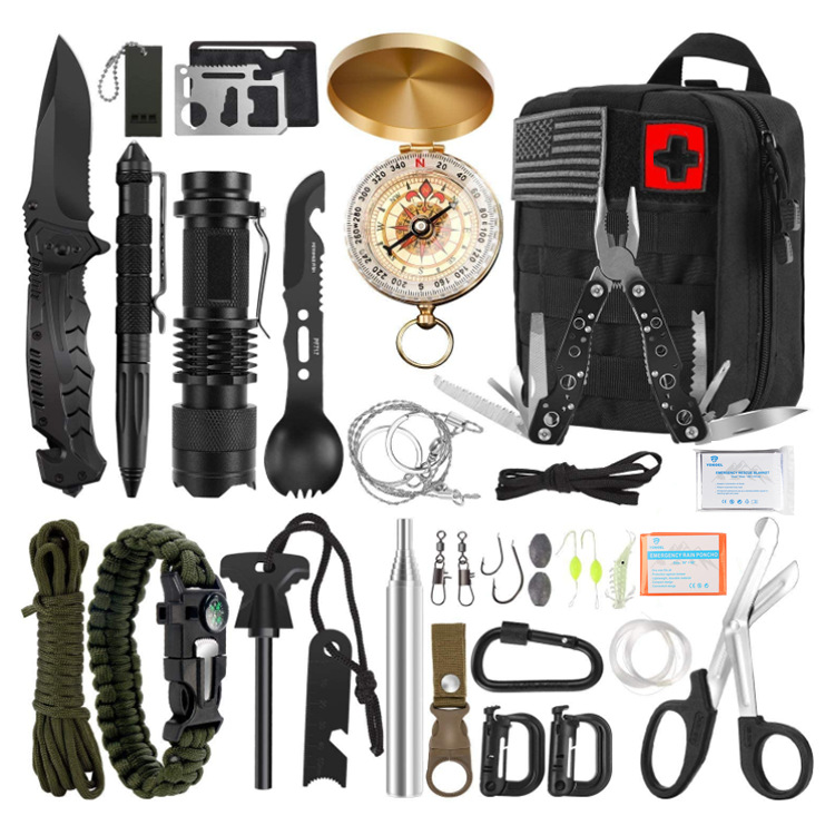 Amazon's Best-Selling Cross-Border Outdoor Military Tactical Kit First Aid Kit with Medical Accessories, Multi-Function Knife, Paracord