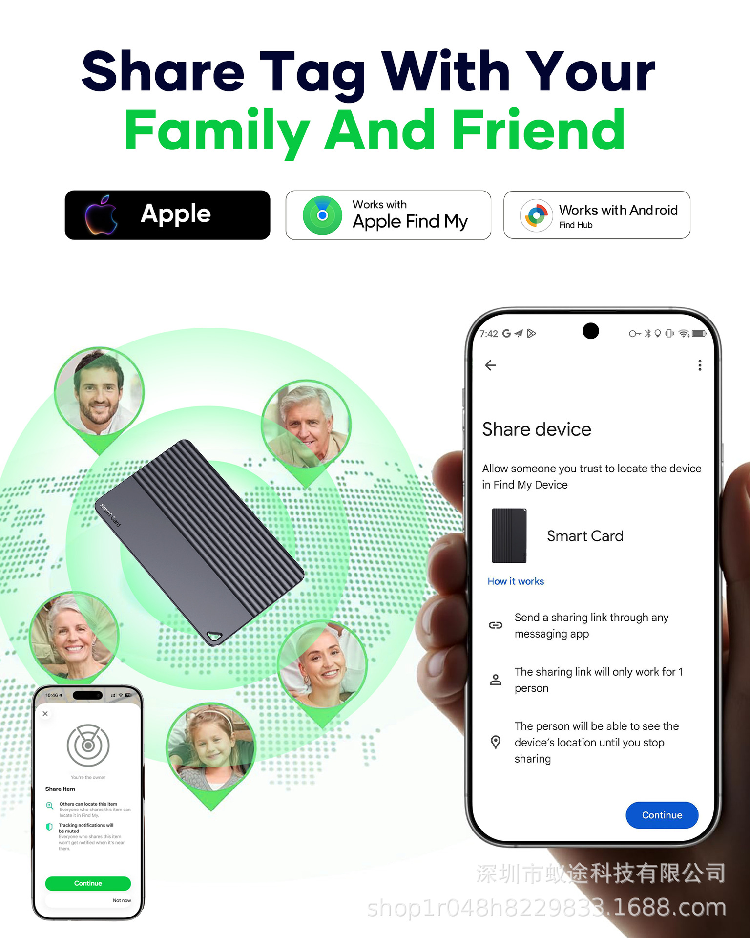 Grenzüberschreitender Bestseller Neu tragbarer Kartenschutz Tracker mit langer Akkulaufzeit für iOS und Android Geldbörsen-Ortungssystem