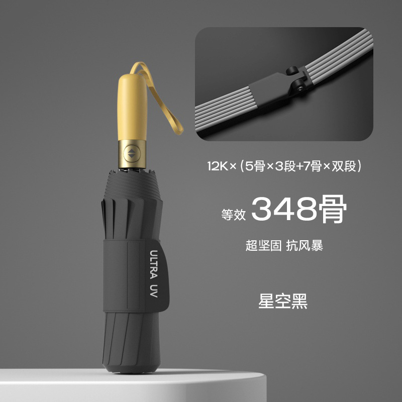 24龙骨加大加固黑胶自动雨伞晴雨两用三折叠男士雨伞批发伞广告伞|undefined