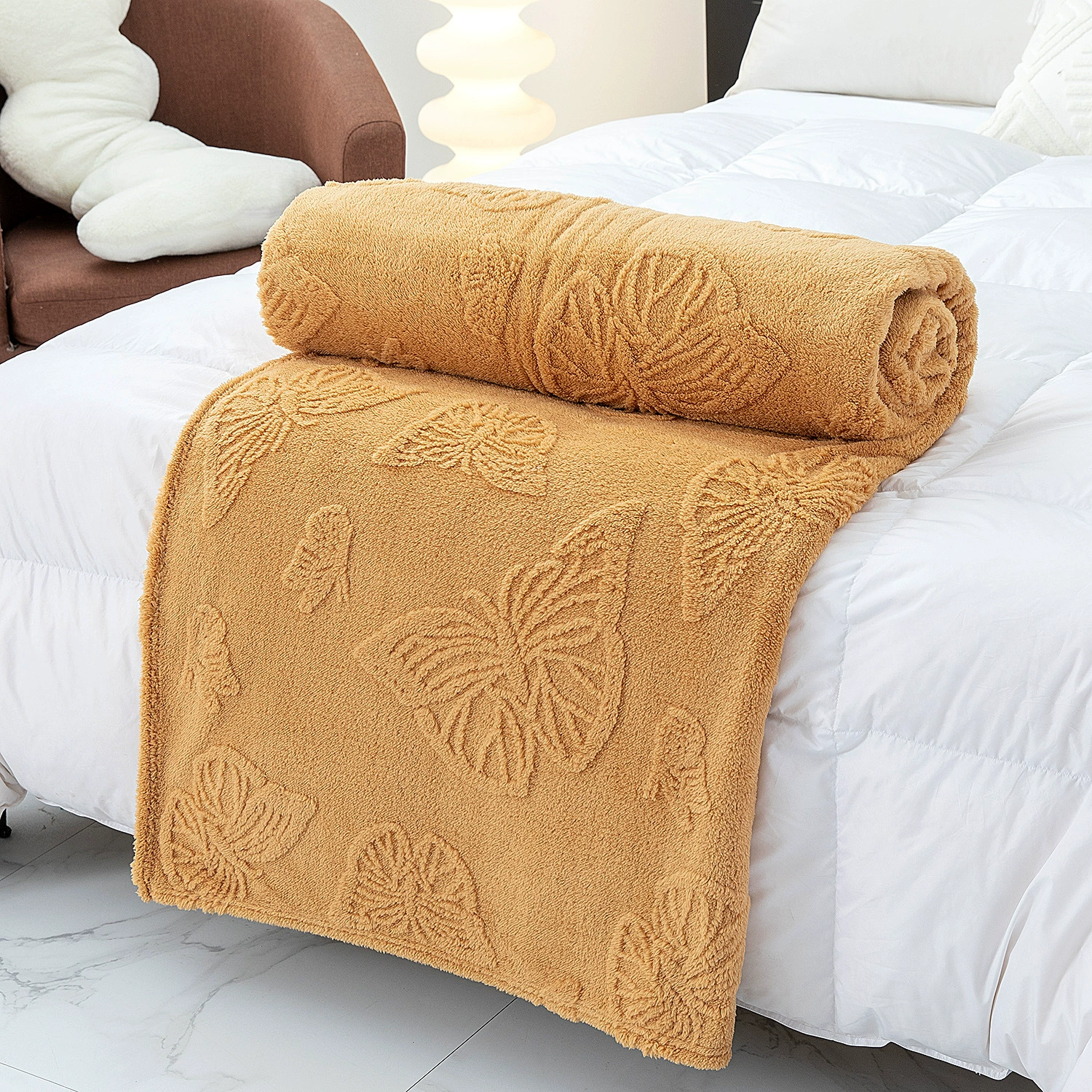 Плюшевое одеяло Velvet Throw Blanket, однослойная тисненая бабочка, размеры 70×100–200×230 см