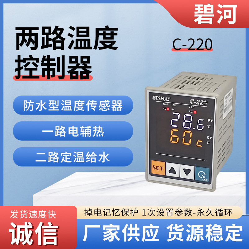 Besful C-220 Dual Output Temperature Controller for Solar Hot Water Systems and Heat Pumps, Universal Thermostat Control