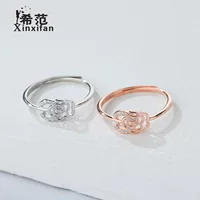 Кольцо из стерлингового серебра S925 с розовым бриллиантом, женское популярное стильное персонализированное кольцо с цветком, открытое кольцо на указательный палец, серебряные ювелирные изделия, оптовая продажа