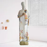Мусульманское платье для женщин, длинная юбка, модная цветочная абайя, длинная юбка из сатина для женщин Ближнего Востока и Африки, трансграничная торговля