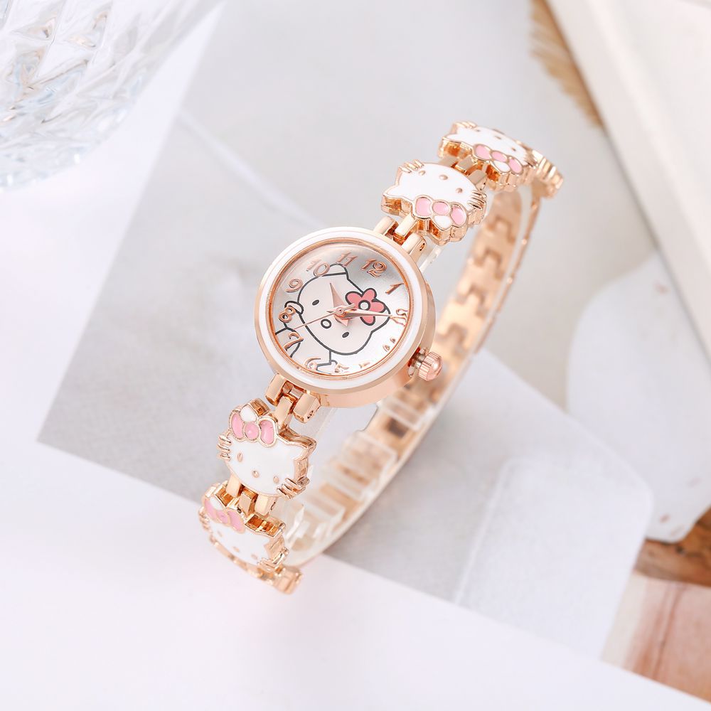Nueva moda reloj de gato temperamento de mujer linda pulsera de cinturón de acero reloj reloj de cuarzo electrónico para mujer y estudiante