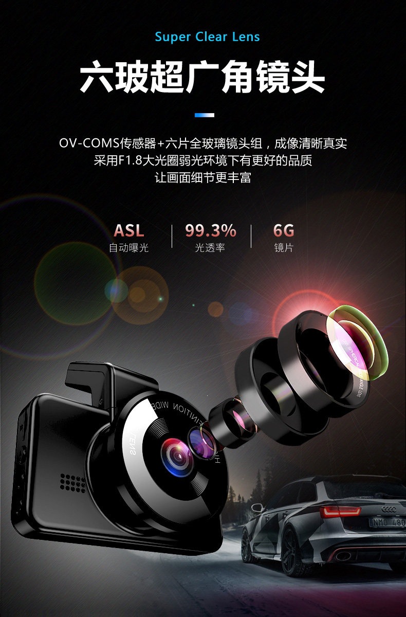 Suitable for Lingdu dashcam 360-degree panoramic high-definition night vision front and rear dual-camera car, no installation or wiring required 202