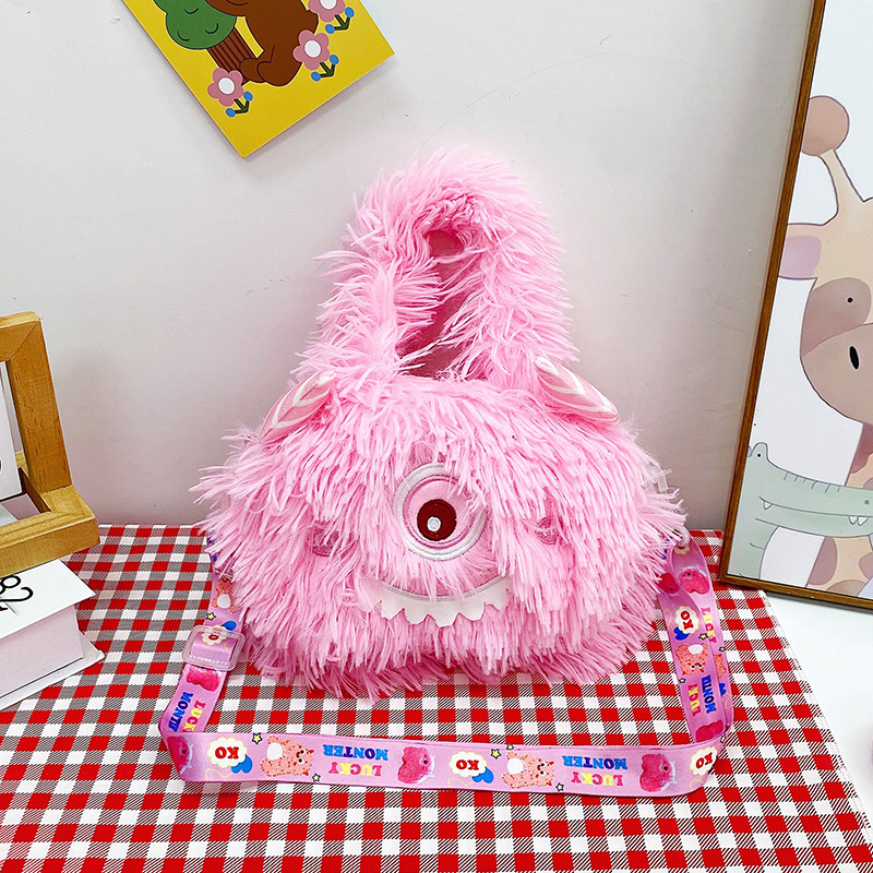 Nueva chica Corazón de dibujos animados monstruo bolso lindo Monster de un solo ojo de peluche hombro bolsa de mensajero bolsa de teléfono móvil