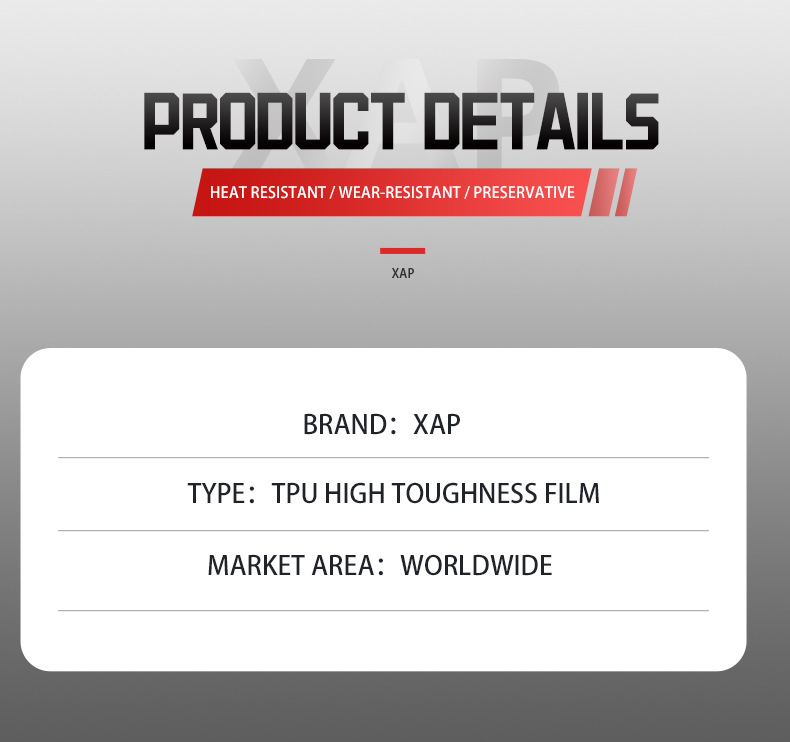 Cross-border wholesale XAP-TPU invisible car clothing 7.5MIL paint protective film self-healing hydrophobic highlight body PPF