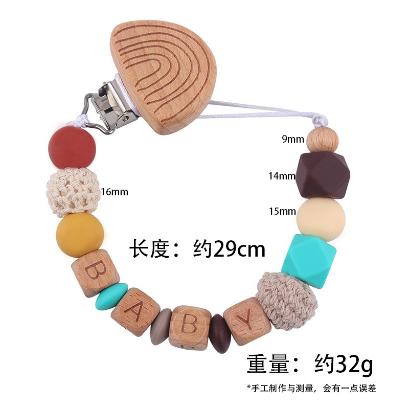 Productos para bebés y niños pequeños abrazadera de tetina creativa DIY nombre de bebé de beech mordida de dientes molares cadena de tetina anti-caída cadena