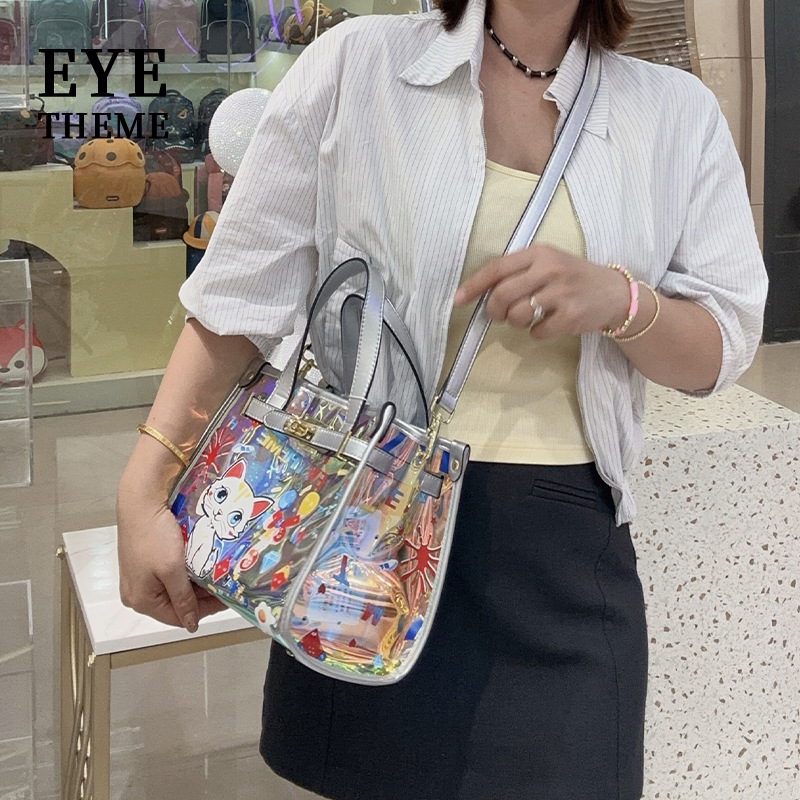 Jelly Lady Cute Phoenix Trendy 2025 Personalidad Bolso de mano con estampado de bloqueo Bolso bandolera francés 2817 #