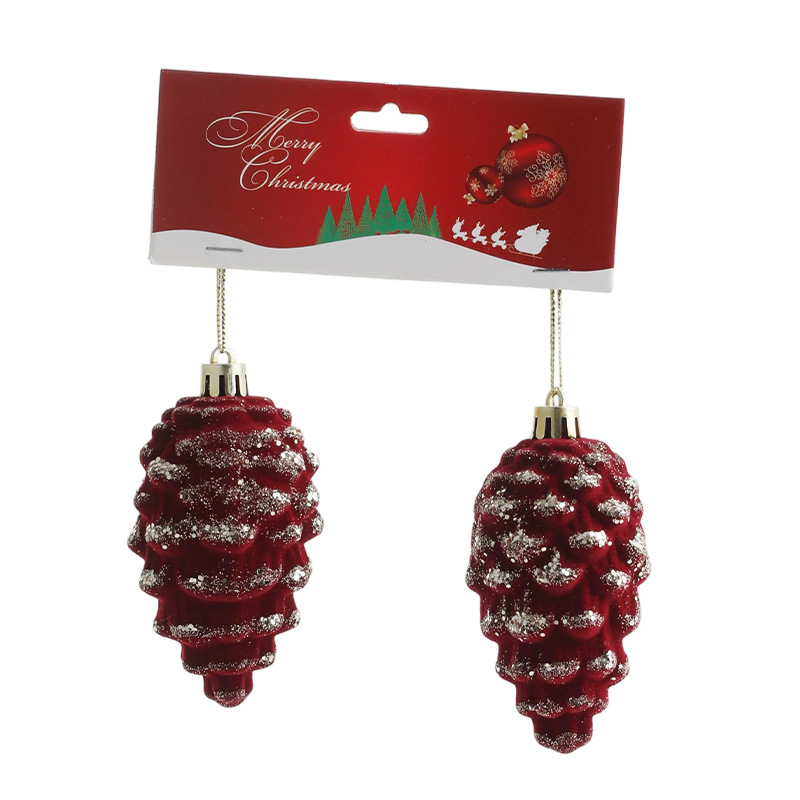 Colgante de Navidad ligero flocado de vino rojo de lujo transfronterizo polvo de oro colgante de forma especial decoración ligera de lujo diseño colgante