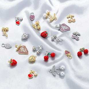Sweet and Cute Fruit Series Strawberry Cherry Small Pendant Creative DIY Bracelet Necklace Pendant VD1634-1643