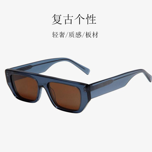 Cross-border Western and Eastern retro irregular personalized board glasses square women street style trendy small frame polarized sunglasses