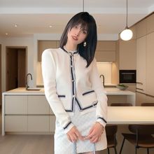 南油女装秋装外套25Sg家新款拼接编织毛衣小香风西装针织开衫长袖