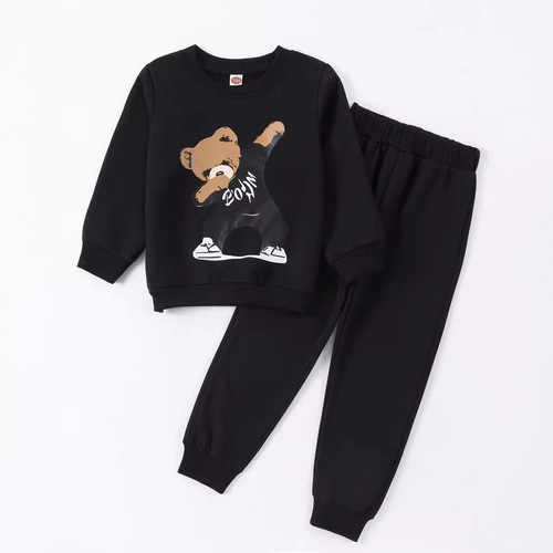Children's Fashion Cartoon Print Long Sleeve Long Pants Set for Boys and Girls, Spring and Autumn New Arrival Casual Sport Sweatshirt Outfit