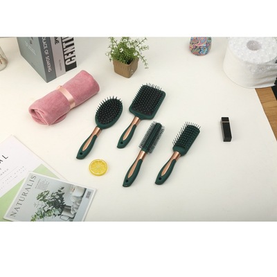 現貨墨綠色按摩梳氣墊梳子貴婦順發負離子卷發白領女套裝