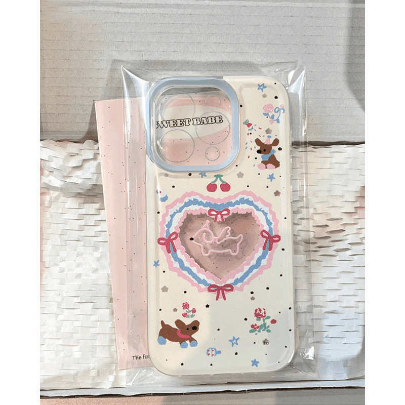 Love Cherry Puppy Phone Case for Apple 17Promax Iphone16Plus Soft 14 Creative 13 Popular Model