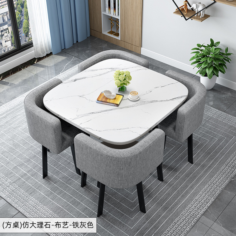 Simple Recepción y negociación pequeña mesa redonda mesa de recepción negociación reunión mesa de invitados y silla traje Oficina área de descanso mesa y silla combinación