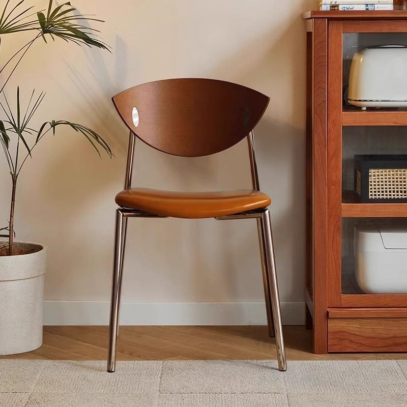 Designer Home Solid Wood Vintage Chair Dining Chair Light Luxury Modern Simple Leisure Dining Table Chair Iron Backrest Bird