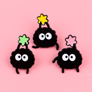 Little Black Coal Ball Elf Brooch Badge Clothing Backpack Jewelry Accessories Pin Cross-Border Export Hot-Selling Alloy Badge
