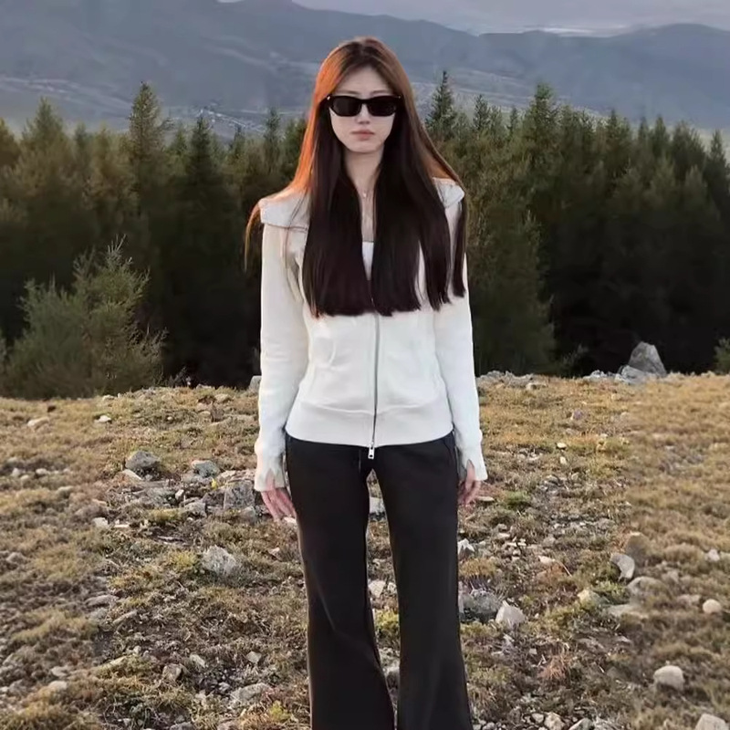 Tiktok Quality Mamba Cotton Slimming Waist Sweatshirt Short Jacket 2025 Autumn/Winter New Slim Fit Cardigan Zipper Top