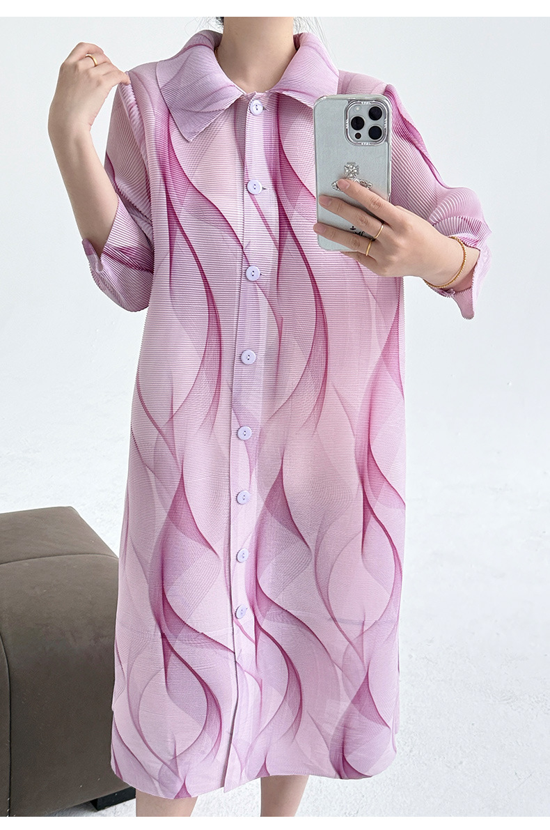 Váy maxi nữ thắt eo họa tiết vẽ mực phong cách lạnh giá — Màu xanh lục nhạt chi tiết 6