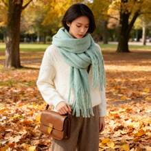 仿羊绒纯色围巾女秋冬季新品马海毛纯色百搭围脖加大加厚保暖披肩