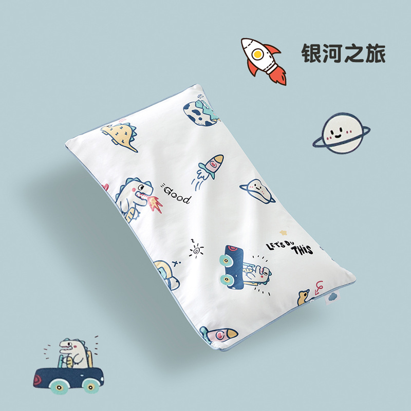 Carefully selected long-staple cotton pillowcase with piping for children's small pillowcase with printed cartoon cotton satin pillowcase with silky feel for all seasons