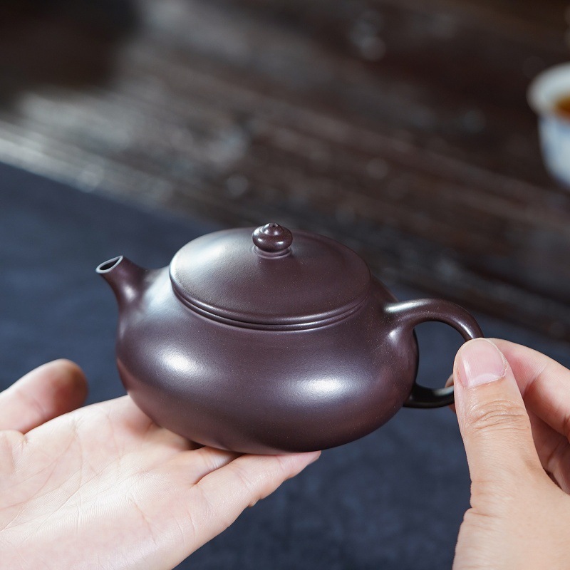 宜兴紫砂壶原矿老紫泥寒江名家手制茶壶茶具礼品批发代发|undefined