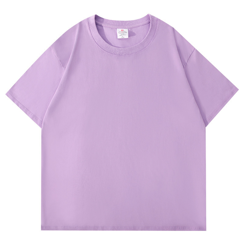 2025 新しい夏の純粋な綿半袖 Tシャツ男性と女性のトップスカップル同じスタイルのトレンディなインヘビーソリッドカラーボトリングシャツ|undefined