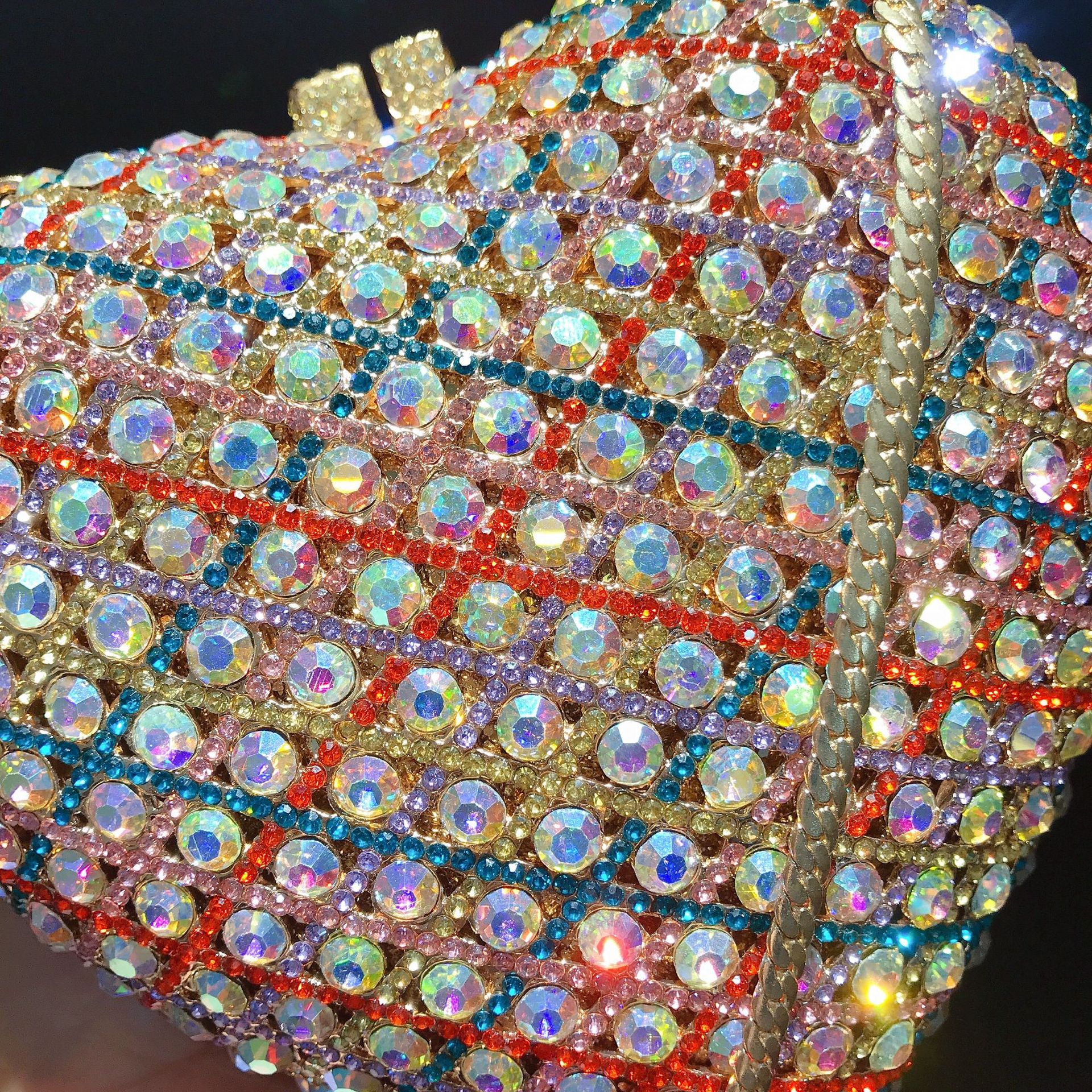 Túi clutch nữ đính đá hình trái tim dự tiệc sang trọng — Màu hồng, Màu bạc, Màu vàng kim, Bạc AB chi tiết 7
