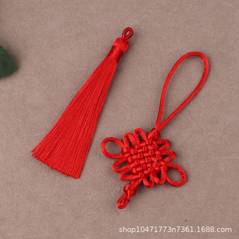 Chinese Knot Tassel Pendant DIY Hand-Woven Small Red Tassel Pendant Decoration Keychain Accessories