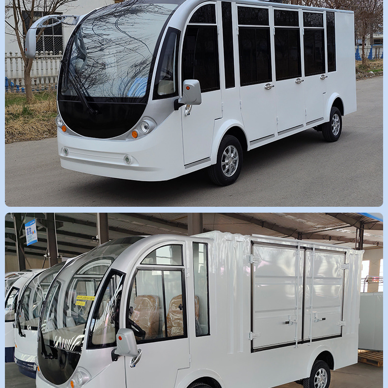 Ce Certified Tourist Shuttle Bus for Scenic Spots, Factory Tours, and Property Viewings, with Doors, 14-Seater Enclosed Electric Sightseeing Vehicle