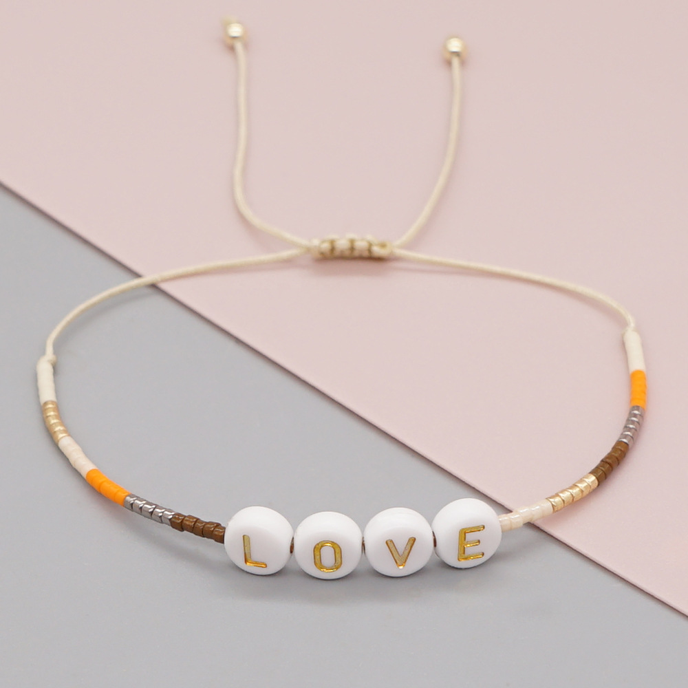 Bracelet fait main couple de couleur dgrad simple amour tiss perle Miyukipicture6