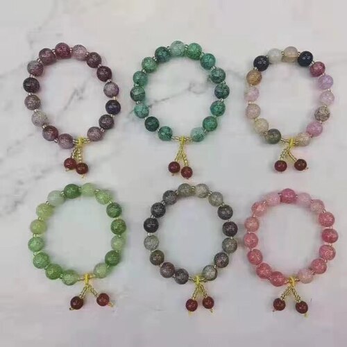 Broken jade crystal beads, ethnic style accessories, round bead bracelets, small gift stalls, hand jewelry cross-border factory