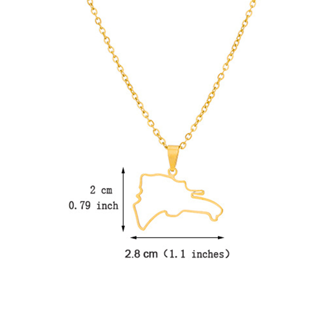 Collana con ciondolo in acciaio al titanio con mappa dominicana per uomo e donna, collana di coppia in acciaio inossidabile, accessori di tendenza_voghion.com
