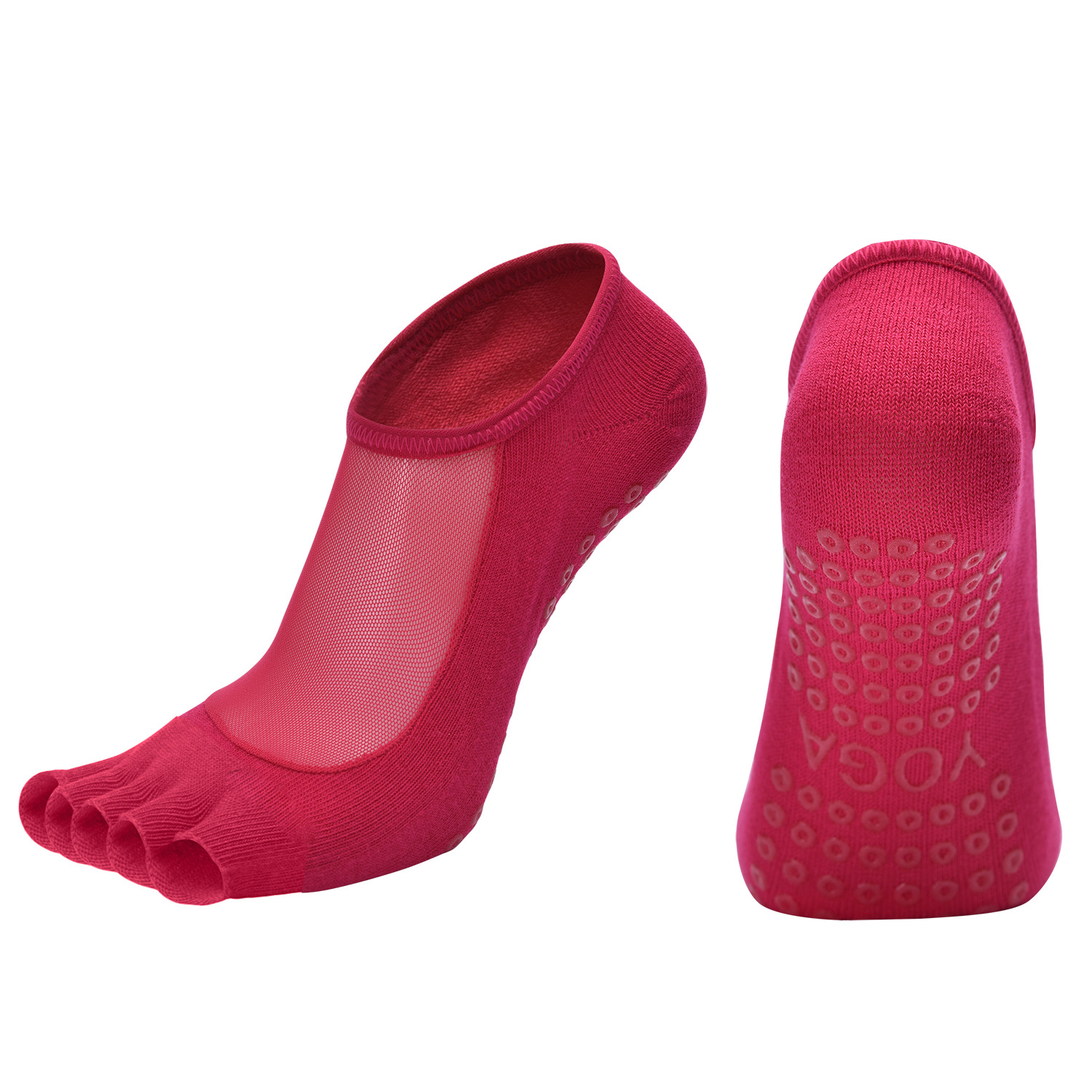 Calcetines de Yoga de Cinco Dedos para Mujer de Algodón, Antideslizante, Absorbente de Sudor, para Yoga