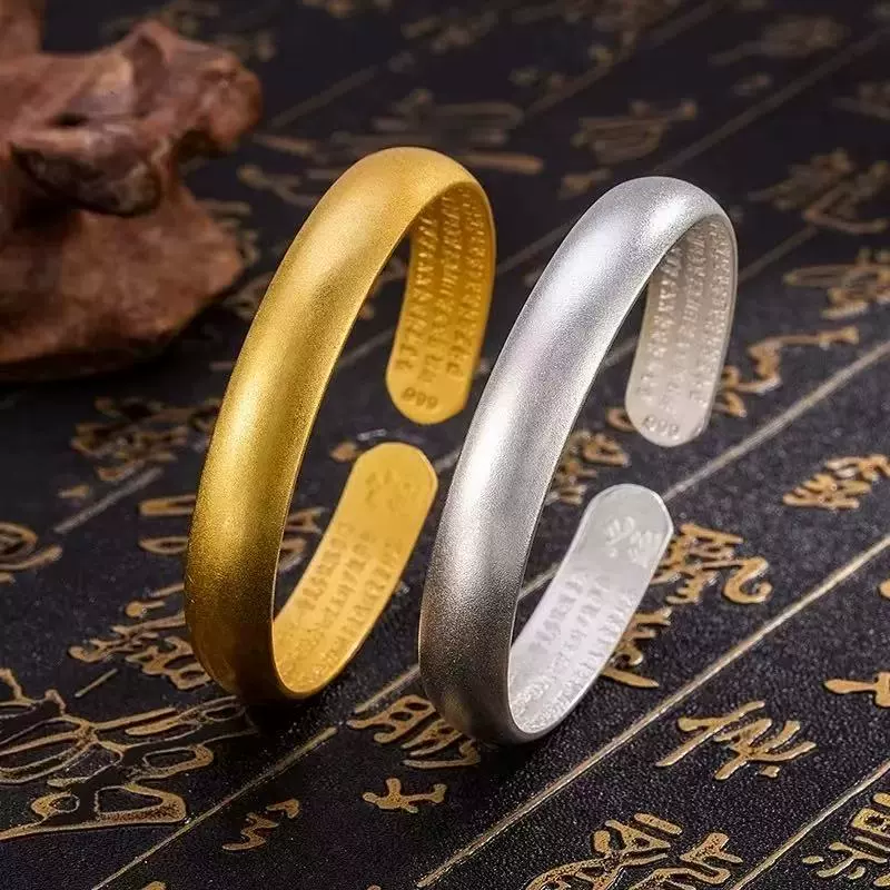 Модный женский браслет Ancient Heritage Heart Sutra, простой и художественный браслет в молодом стиле с матовым пескоструйным покрытием и браслетом открытого дизайна