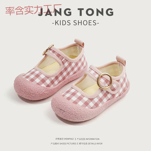 Qh Spring & Fall 2025 Girls Summer Kidsren's Kindergarten Canvas Shoes Indoor New Soft Sole Non-Slip Shallow Mouth Baby Shoes