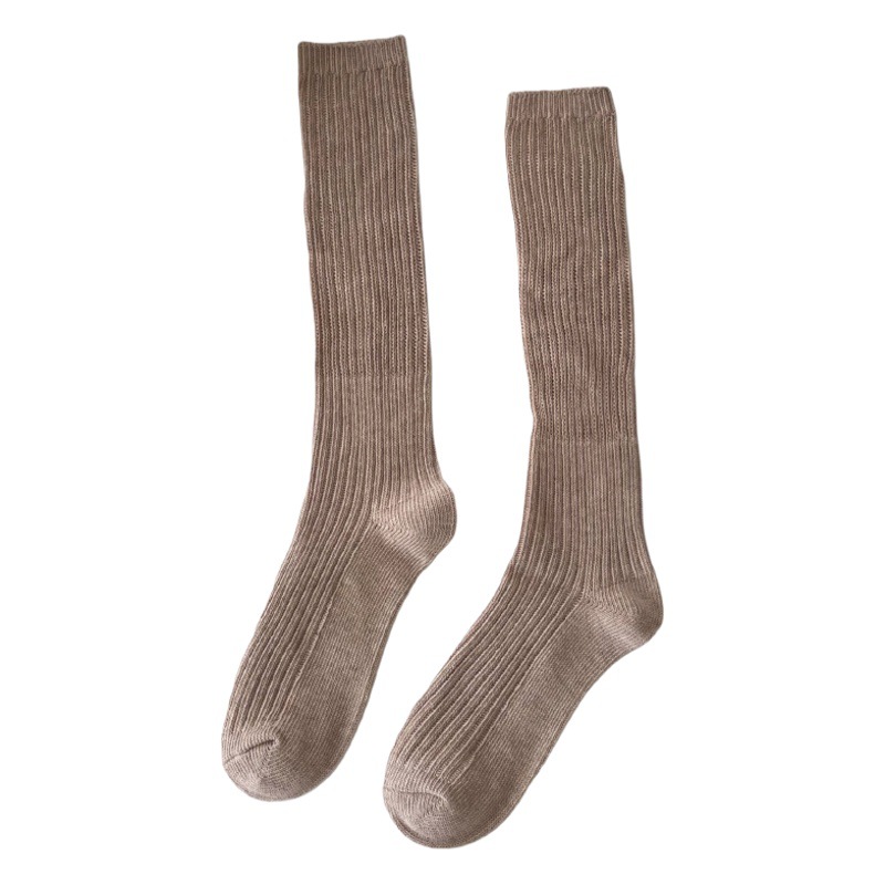 Otoño e Invierno Maillard línea gruesa calcetines de pantorrilla absorbentes de sudor diseño de nicho sentido americano japonés retro medias Calcetines de rodilla