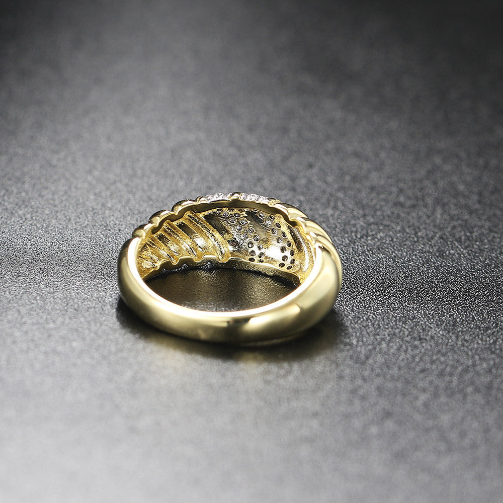 Fashion Waves Copper Plating Inlay Zircon Rings 1 Piece