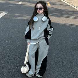 女童套装春秋款2026新款大童女孩运动服青少年儿童春装卫衣两件套
