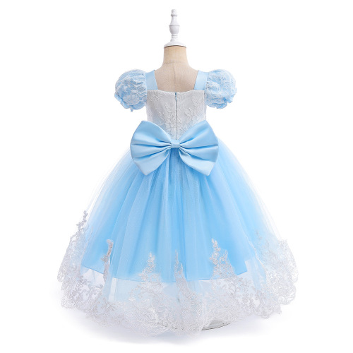 Girls' Dress Skirt Cinderella Puffy Princess Ruffle Lace Applique Tulle Children's Dress Amazon Performance Costume 