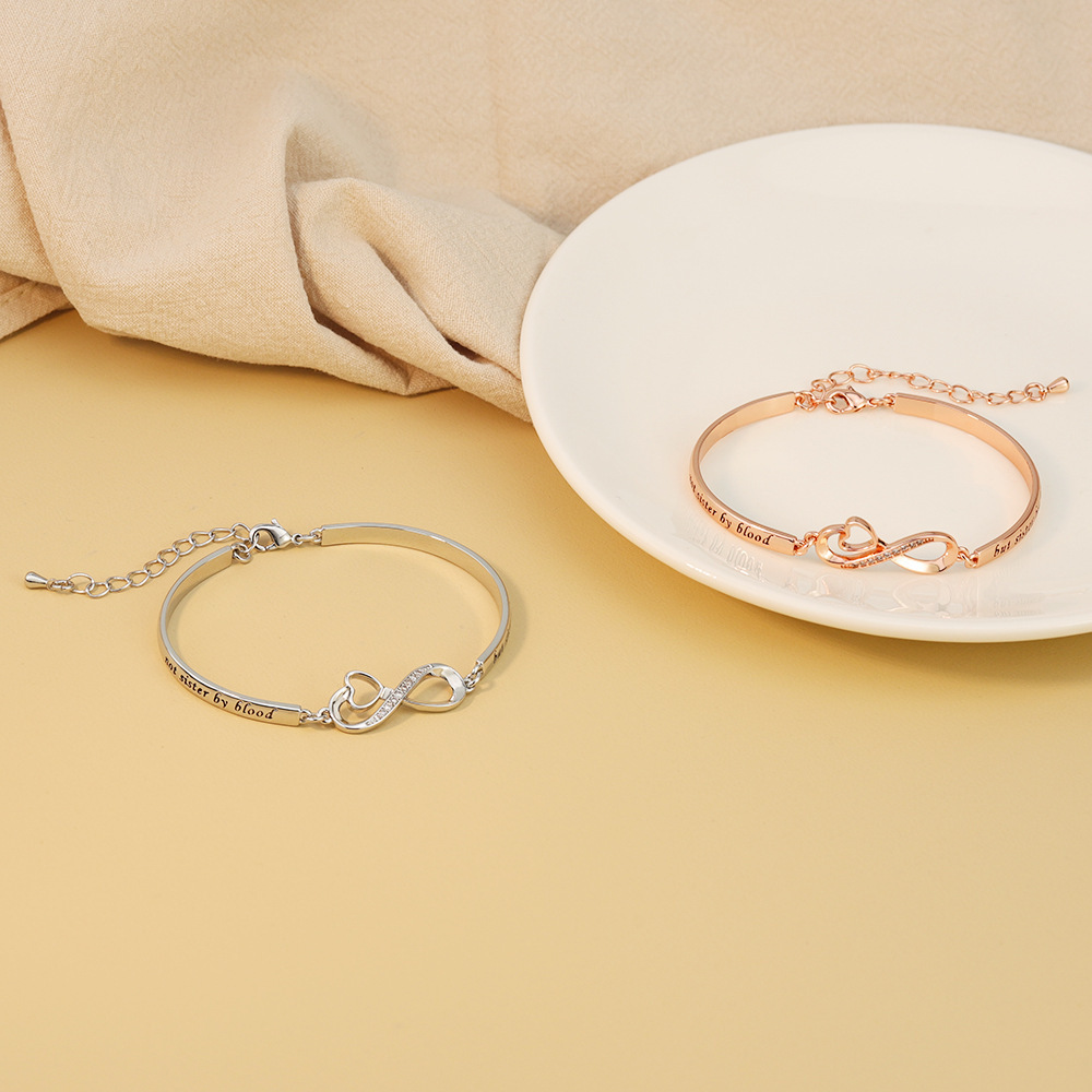 Casual Sweet Heart Shape Crown Rhombus Copper Zircon Bangle In Bulk display picture 8